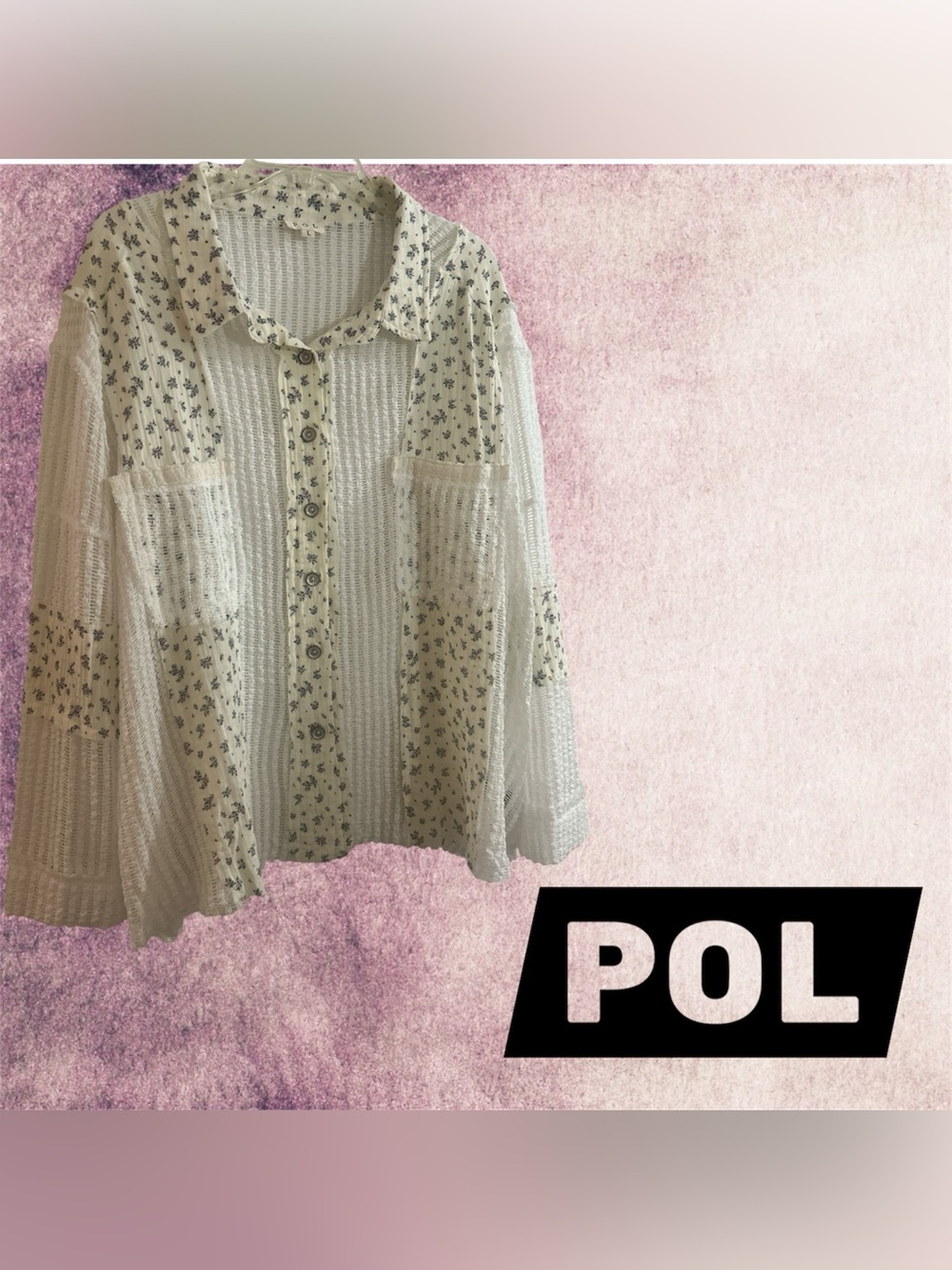 🆕 POL “Big Lake 2” Double Glaze W/Crochet Button Down NWT - Picture 2 of 8